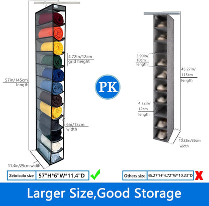 Over the Door Organizer Storage 6 Tier, 12 Large Capacity Side Pockets, Heavy Duty Metal Reinforced Hook Anti Tilt 75 LB Load Behind Door Storage for Bedroom Bathroom Pantry Nursery