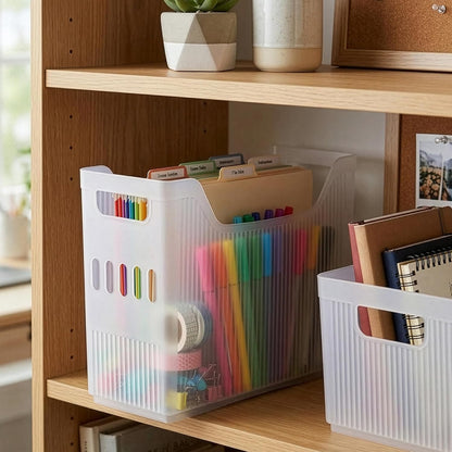 BINO | Plastic Storage Bins, Narrow - 2 Pack | THE CANYON COLLECTION | Clear Storage Bins for Organization | Clear Containers for Pantry | Fridge & Freezer Organizer Bin | Cabinet & Pantry Organizers