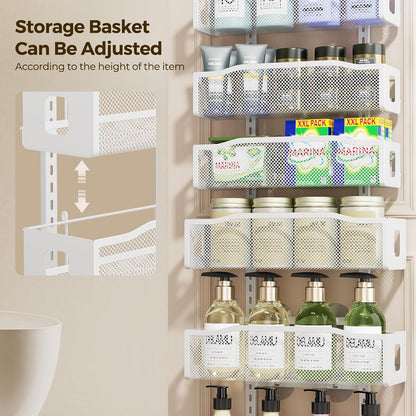 Delamu 8 Tier Over the Door Pantry Organizer, 2in1 Hanging or Wall Mount Spice Rack Seasoning, Adjustable Heavy-Duty Narrow Pantry Door Organizer and Storage for Kitchen Cabinet and Bathroom,12" White