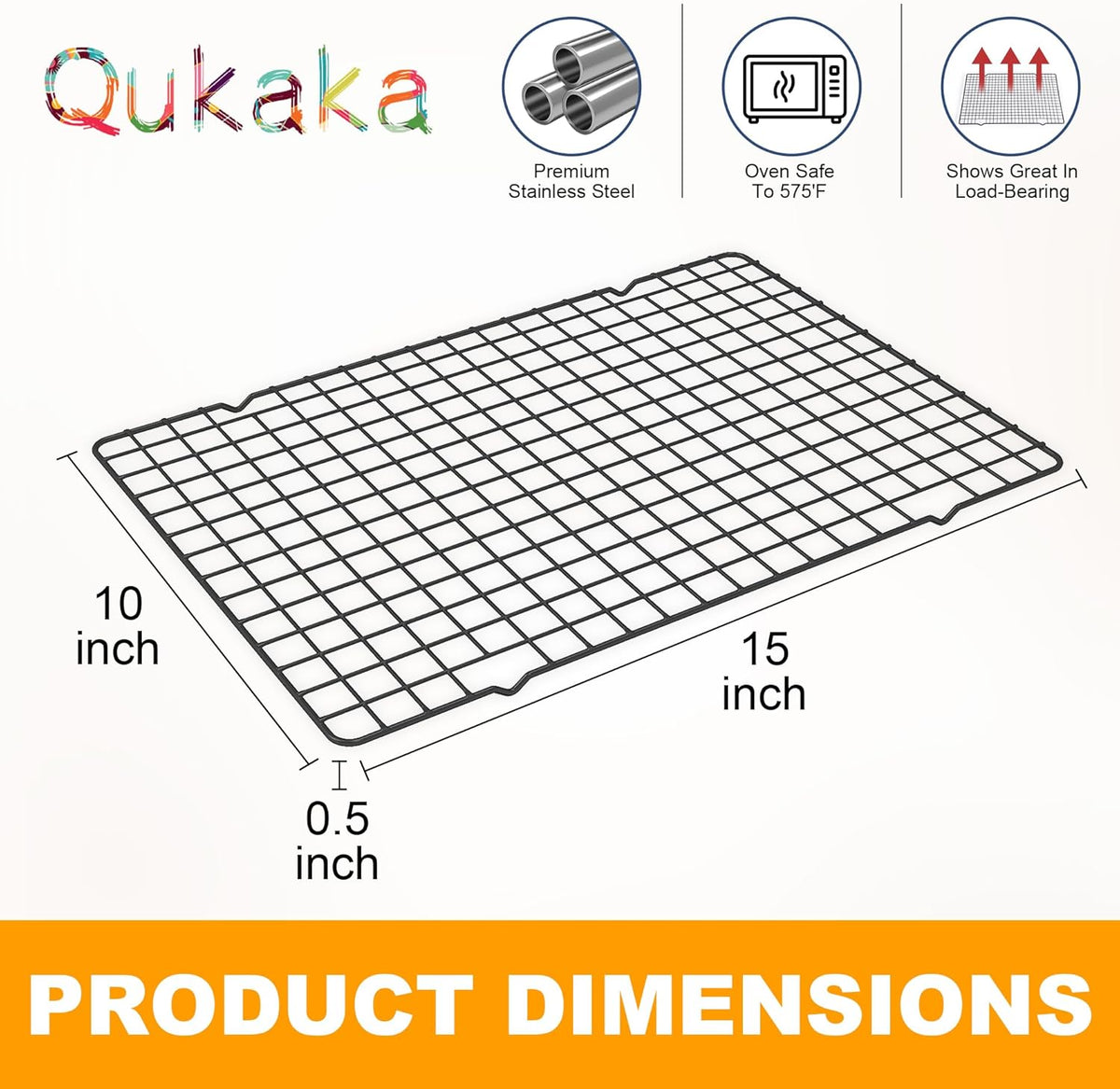 2PCS Cooling Racks for Cooking and Baking - 10" x 15"Heavy Duty Stainless Steel Wire Rack for Baking, Grilling, Roasting - Oven & Dishwasher Safe - Fits Jelly Roll Sheet Pan-Silver