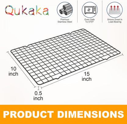 2PCS Cooling Racks for Cooking and Baking - 10" x 15"Heavy Duty Stainless Steel Wire Rack for Baking, Grilling, Roasting - Oven & Dishwasher Safe - Fits Jelly Roll Sheet Pan-Silver