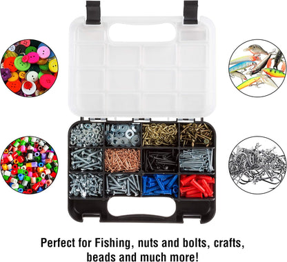 Stalwart - 75-ST6073 Portable Storage Case with Secure Locks and 55 Small Bin Compartments for Hardware, Screws, Bolts, Nuts, Nails, Beads, Jewelry and More by Black