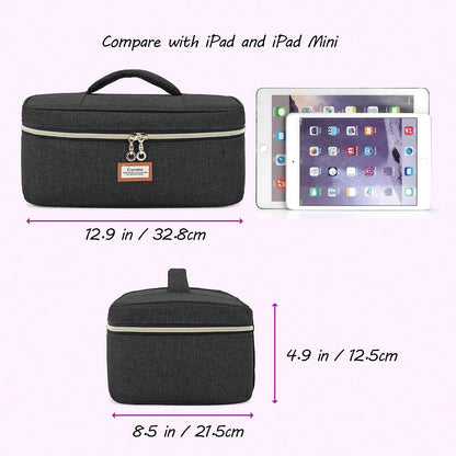 CURMIO Essential Oil Storage Case for 40 Bottles (5ml-30ml), Essential Oils Organizer Case with 2 Detachable Visible Pouches and Portable Handle, Patented Design, Gray (Bag Only)