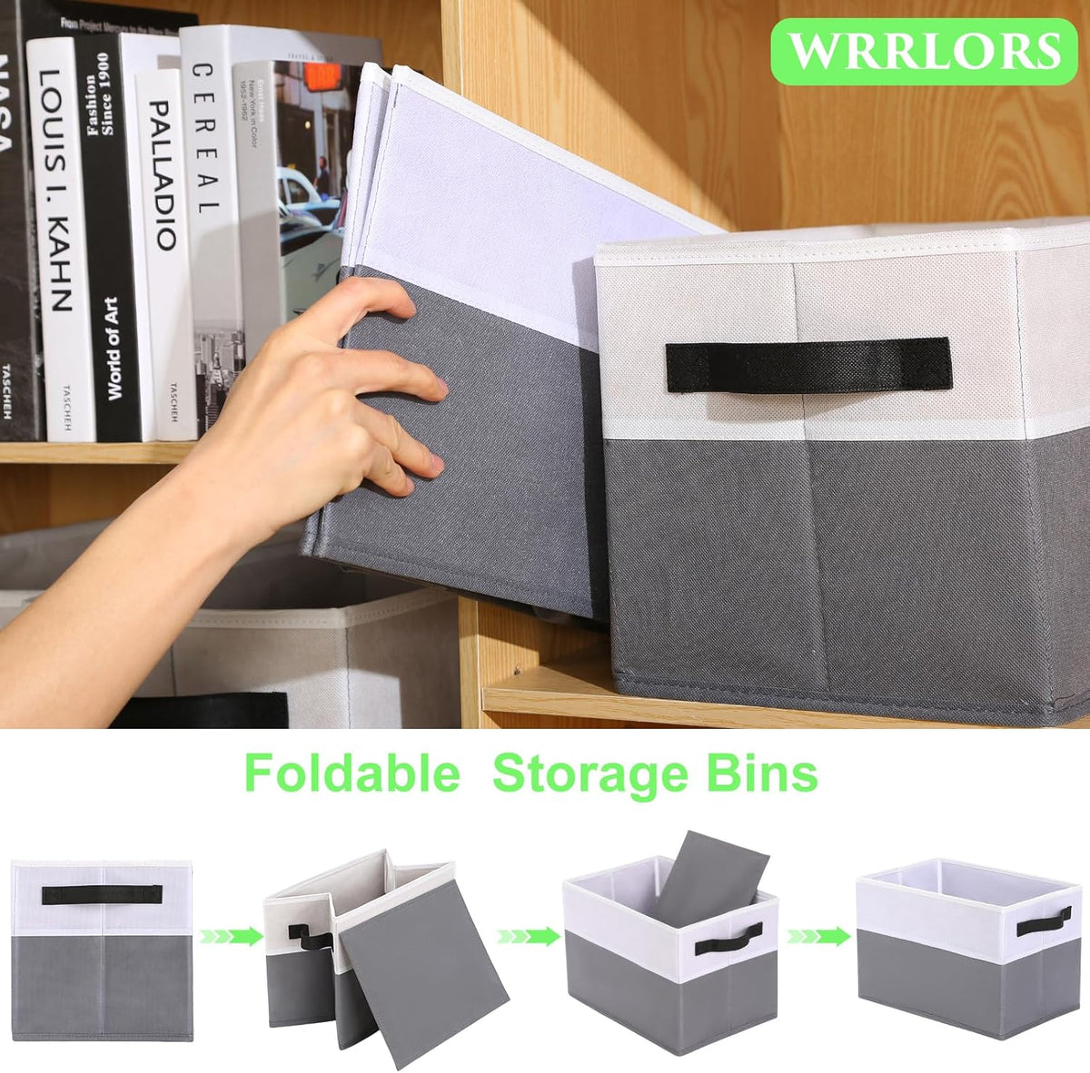 Closet Storage Bins, Large Closet Organizer Baskets with Divider & Handles,Trapezoid Fabric Shelf Organizers, Collapsible Storage Cubes for Clothes, Towels, Toys - Beige