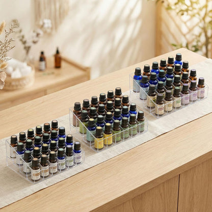 24Slots Essential Oil Holder，Plastics Essential Oil Storage,for Bottles Perfumes and Nail Polish Shelf，Essential Oil Organizer,Makeup Storage Rack