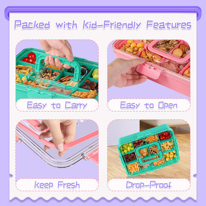 Xyptorix Snack Box Container for Kids - Adjustable 12-Compartment Snack Containers, Reusable Bento Box, Dishwasher Safe, BPA-Free, Perfect for School, Travel, Camping & Picnic, Ivory White