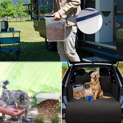 5-10 Lbs Cat Food Storage Container with Scoop - Airtight Dog Food Container - Buckle-Lock Pet Food Container for Dog, Cat, Bird Seed, Chicken, Dry Food Storage Bin Container for Rice, Cereal, Flour