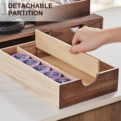 SMARTAKE Wooden K Cup Organizer Coffee Pod Storage Box, Coffee Pod Tea Organizer and Storage, K Pod Drawer Coffee Maker Stand, Kcup Holder for Countertop Kitchen Office Coffee Bar, 30 Pod Capacity