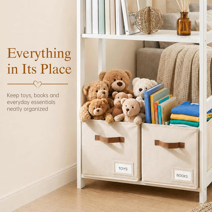 Storage Cubes, 11 Inch Fabric Storage Cubes Organizer Bins with Labels, Odor-Free & Sturdy PP Structure, Cubby Baskets for Closet, Shelves, Toys & Nursery (Beige)
