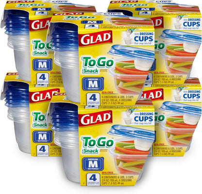 Glad GladWare XL Square Food Storage Containers with Lock Tight Lids, BPA-Free Family Size Plastic Containers for Leftovers, Meal Prep, and Freezer Storage, Dishwasher Safe, 104 Oz