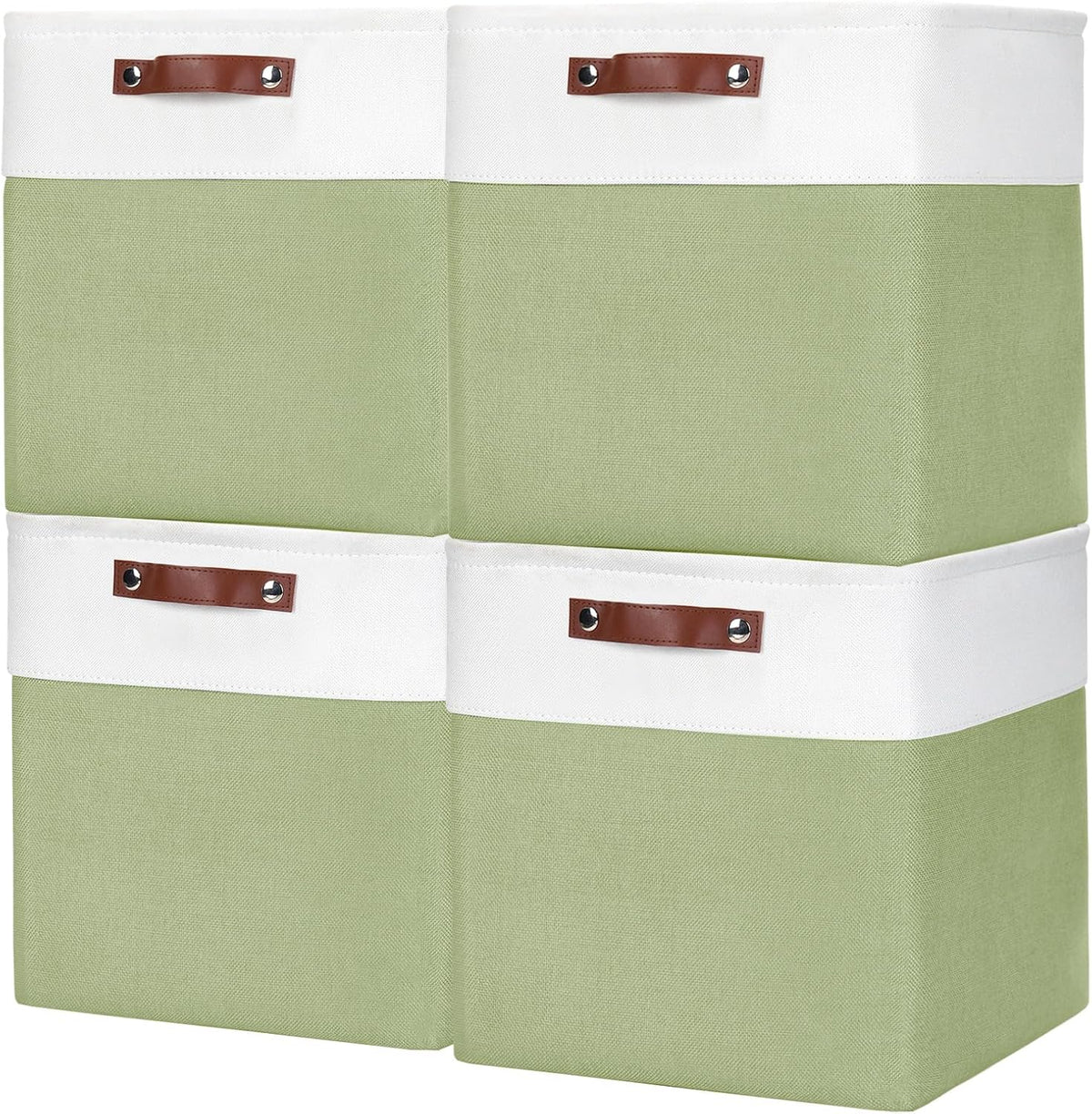 Bagnizer Large Fabric Storage Baskets | 50L Storage Bins, Decorative Linen Closet Baskets with Handles for Organizing, Shelf, Toys, Clothes, Home, Office, Nursery, 17x12x15Inches (Grey&White)