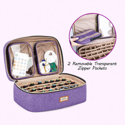 CURMIO Essential Oil Storage Case for 40 Bottles (5ml-30ml), Essential Oils Organizer Case with 2 Detachable Visible Pouches and Portable Handle, Patented Design, Gray (Bag Only)