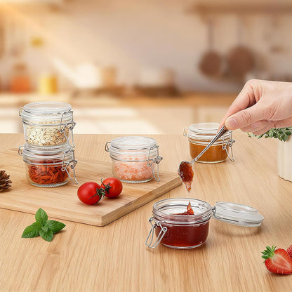 17oz Airtight Glass Jars, 6 Pack Clamp Lid Canisters, Small Food Storage Containers for Spices, Nuts, Snacks, Canning Jar for Jams & Pickling, Pantry Organization