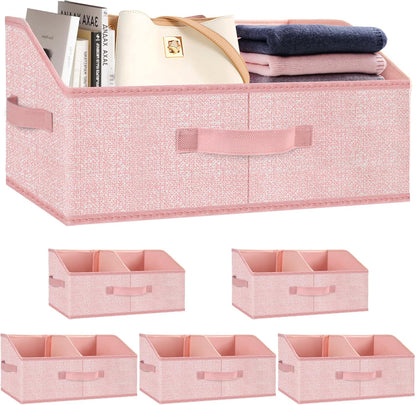Closet Storage Bins, Large Closet Organizer Baskets with Divider & Handles,Trapezoid Fabric Shelf Organizers, Collapsible Storage Cubes for Clothes, Towels, Toys - Beige