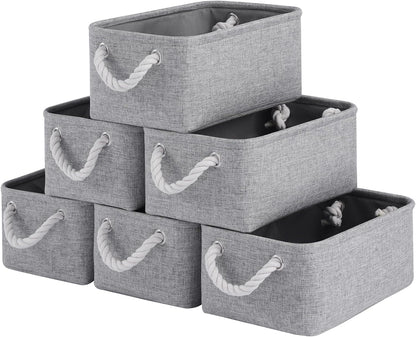 Large Storage Baskets- 15.7x11.8x8.26 inch Storage Bins for Shelves and Closet Organizing, Foldable Fabric Bin for Home Organization Clothes and Laundry (3-Pack, White&Khaki)