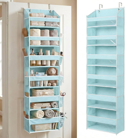 HOMELUX THEORY UPGRADED 6 Tiers Over The Door Organizer Hanging - 100D EXTRA THICK & 50lbs HUGE CAPACITY, 12 Side Mesh Pockets Over The Door Shoe Organizer, Hanging Closet Organizer (Ivory, 1pc)
