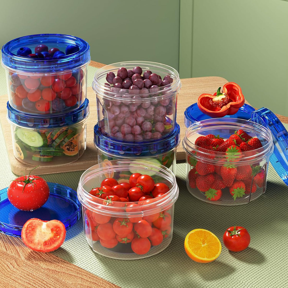 Freezer Storage Containers, [-16 Oz] Airtight Plastic Food Storage Containers with Twist Top Lids, Soup, Meal Prep Containers | BPA Free | Stackable | Leakproof | Microwave/Dishwasher Safe