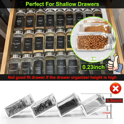 Gosmol Spice Drawer Organizer insert, Adjustable & Non-Slip Silicone Spice Drawer Liner, in Drawer Spice Organizer for Seasoning Jars and Spices Bottles -Grey