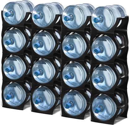 Bariboo Stackable Water Bottle Storage Rack Best Water Jugs 5 Gallon Organizer. Jug Holder for Kitchen, Cabinet and Office Organizing. Reinforced Polypropylene (Silver, 4 No Shelf)