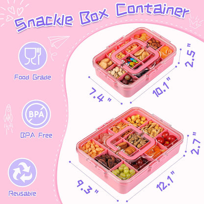 Xyptorix Snack Box Container for Kids - Adjustable 12-Compartment Snack Containers, Reusable Bento Box, Dishwasher Safe, BPA-Free, Perfect for School, Travel, Camping & Picnic, Ivory White