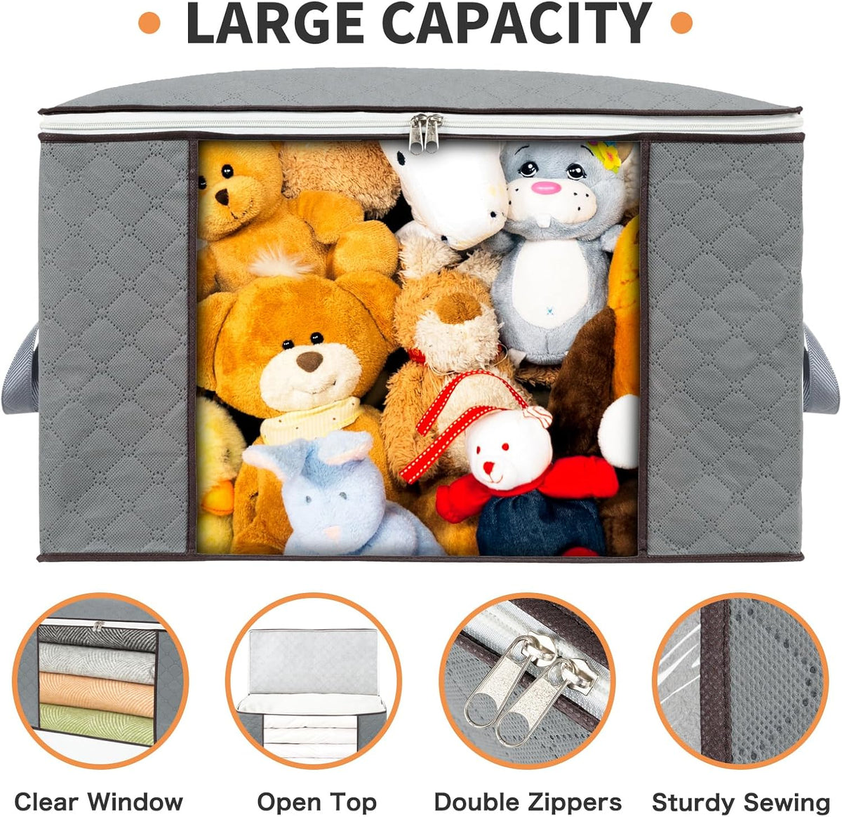 combocube Zippered Storage Bag for Closet King Comforter, pillow, quilt, bedding, Clothes, Blanket Organizers with Large Clear Window & Carry Handles Space Saver