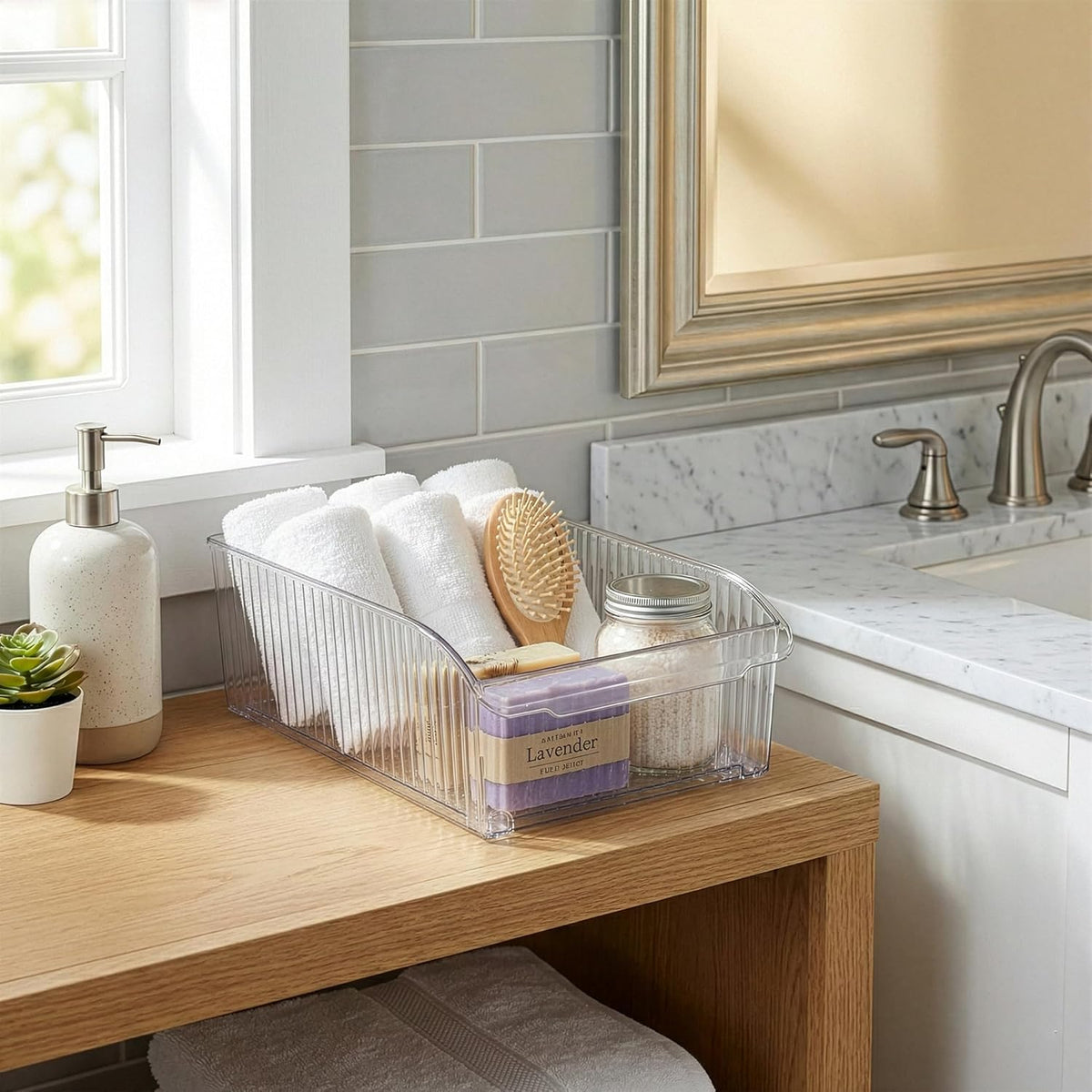 BINO | Plastic Storage Bins with Wheels, X-Large | THE ROLLER COLLECTION | Clear Storage Bins for Organization | Clear Containers for Pantry Fridge & Freezer Organizer Bin Cabinet & Pantry Organizers