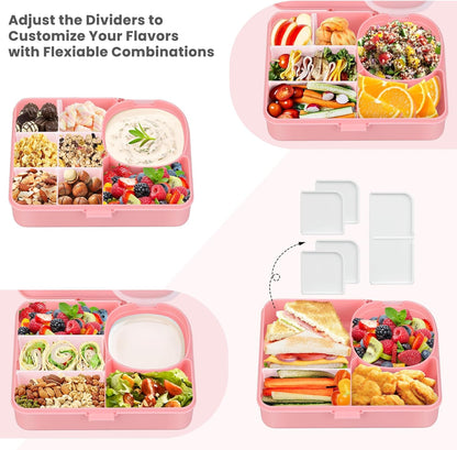 wiwens Snack Box Containers for Kids Adults 2PCS Reusable Snackle Boxes with Adjustable Dividers Airtight Snack Organizers with Compartents Toddler Bento Lunch Box LeakProof for Office,School,Outdoor