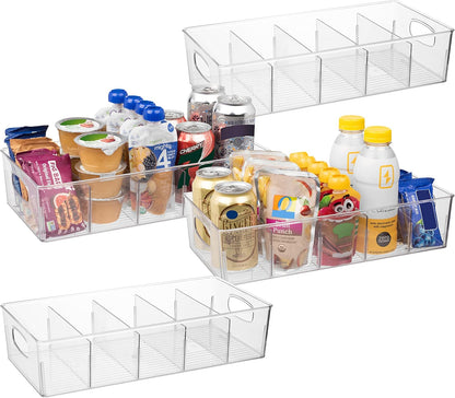 ClearSpace Plastic Pantry Bins with Removable Dividers - Kitchen Storage and Organization (4 Pack)