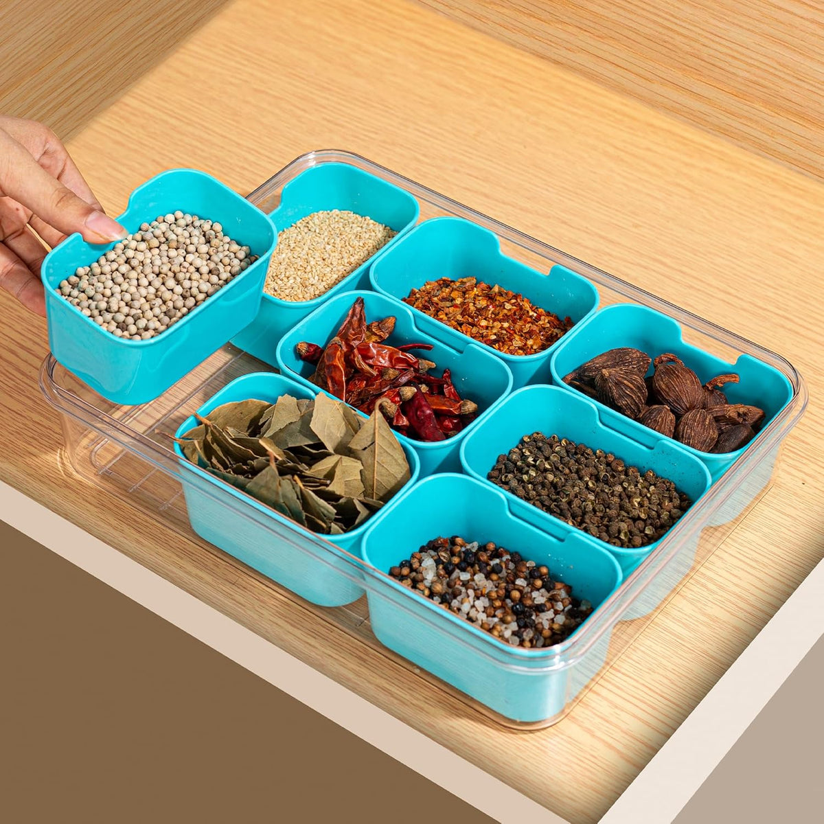 WACOI Divided Snack Serving Tray with Lid and Handle travel Snackle Box Charcuterie Container Portable Storage Organizer for Candy, Fruits, Nuts, Snacks 1Pack White