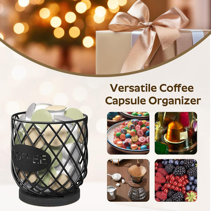 YATINEY Coffee Pod Holder Organizer, Holder for K Cup, Large Capacity Coffee Pod Basket, Versatile Coffee Capsule Storage Organizer, for Kitchen Countertop, Rustic Brown KH09BR