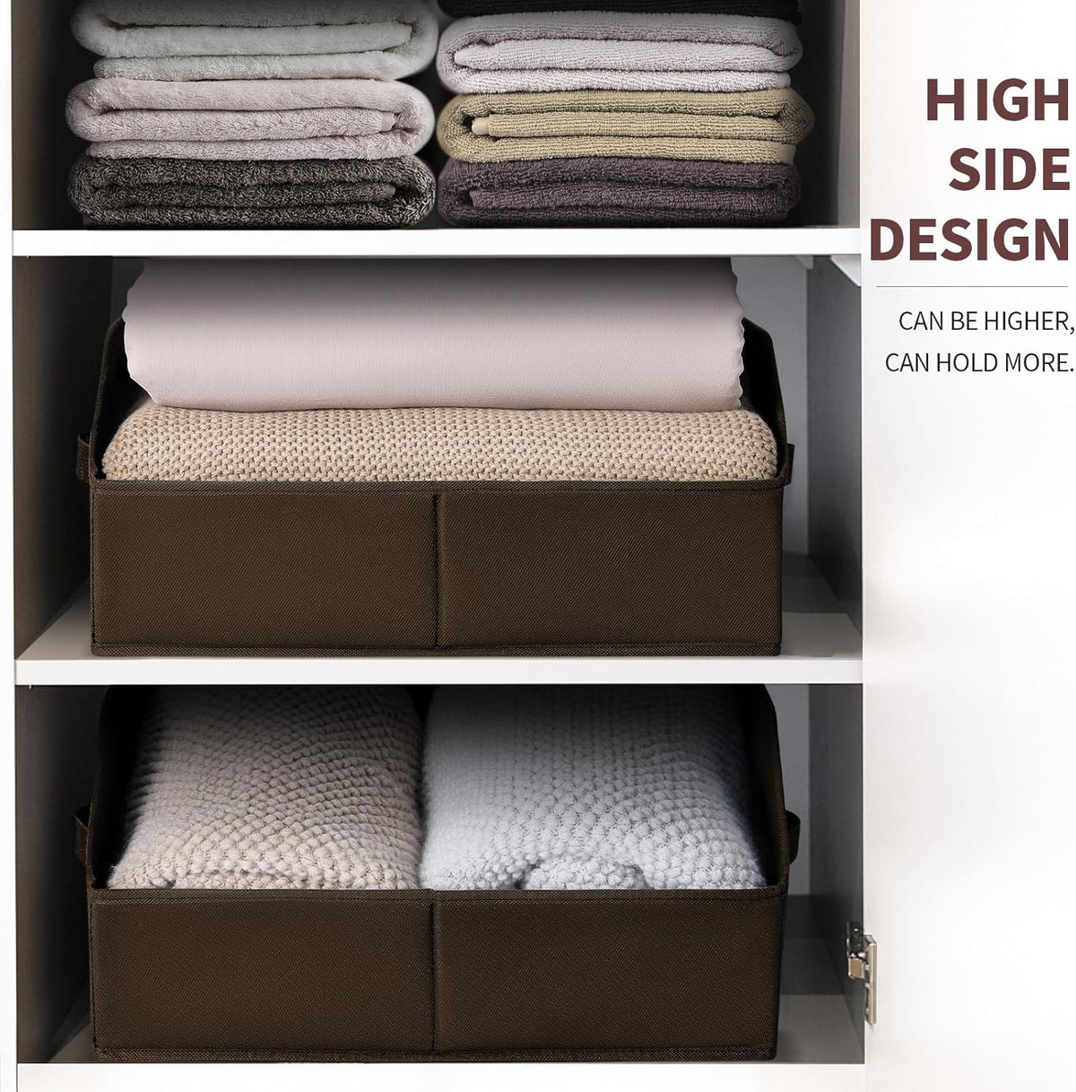 Homsorout Closet Organizers Bins 6 Packs - Large Closet Shelf Organizer with Handles, Fabric Trapezoid Storage Bins, Collapsible Storage Cubes for Clothes, Towels, Light Gray