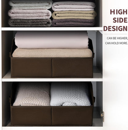 Homsorout Closet Organizers Bins 6 Packs - Large Closet Shelf Organizer with Handles, Fabric Trapezoid Storage Bins, Collapsible Storage Cubes for Clothes, Towels, Light Gray