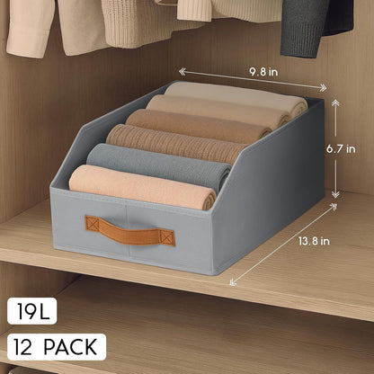 Homsorout Fabric Storage Bins for Organizing - Large Trapezoid Collapsible Storage Bins with Front Handle, Closet Organizers and Storage for Bedroom, Home Shelves, Small Spaces, Beige
