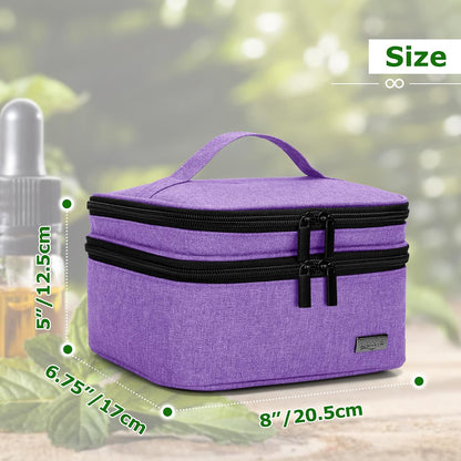 LUXJA Essential Oil Carrying Case - Holds 30 Bottles (5ml-30ml, Also Fits for Roller Bottles), Double-Layer Organizer for Essential Oil and Accessories, Black (Bag Only)