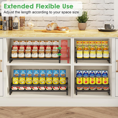 Dmevkic 3-Tier Expandable Can Organizer for Pantry,Adjustable 15''-25'' Metal Can Organizer Holds Up to 24 Cans,Can Holder for Pantry Kitchen Cabinet Countertop,Black