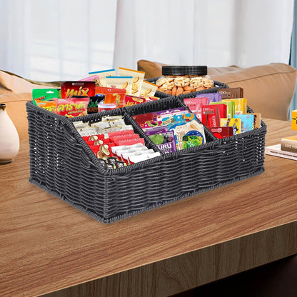 Snack Organizer with 5-Compartment Rack Snack Bar Station for Pantry Counter, Snack Storage Shelf with Removable Bins and Labels, Pantry Organizers and Storage for Kitchen or Office