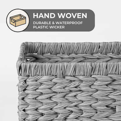 GRANNY SAYS Wicker Storage Baskets for Shelves, Wicker Baskets for Organizing, Waterproof Woven Basket for Pantry, Rectangle Basket for Shlef, Brown, 2-Pack