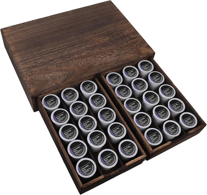 HTB K Cup Holder Compatible with K Cups,Coffee Pod Holder Holds Up 30 Cups,K Cup Organizer Storage Drawer (Wood-b)