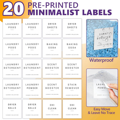 4 Pack Laundry Pods Container, Clear Laundry Room Organization Containers Essentials, Large Detergent Powder Storage Containers Black Wooden Lids & Labels Signs, Home Acrylic Laundry Pods Holder
