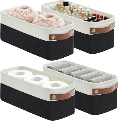 Bagnizer Large Fabric Storage Baskets | 50L Storage Bins, Decorative Linen Closet Baskets with Handles for Organizing, Shelf, Toys, Clothes, Home, Office, Nursery, 17x12x15Inches (Grey&White)