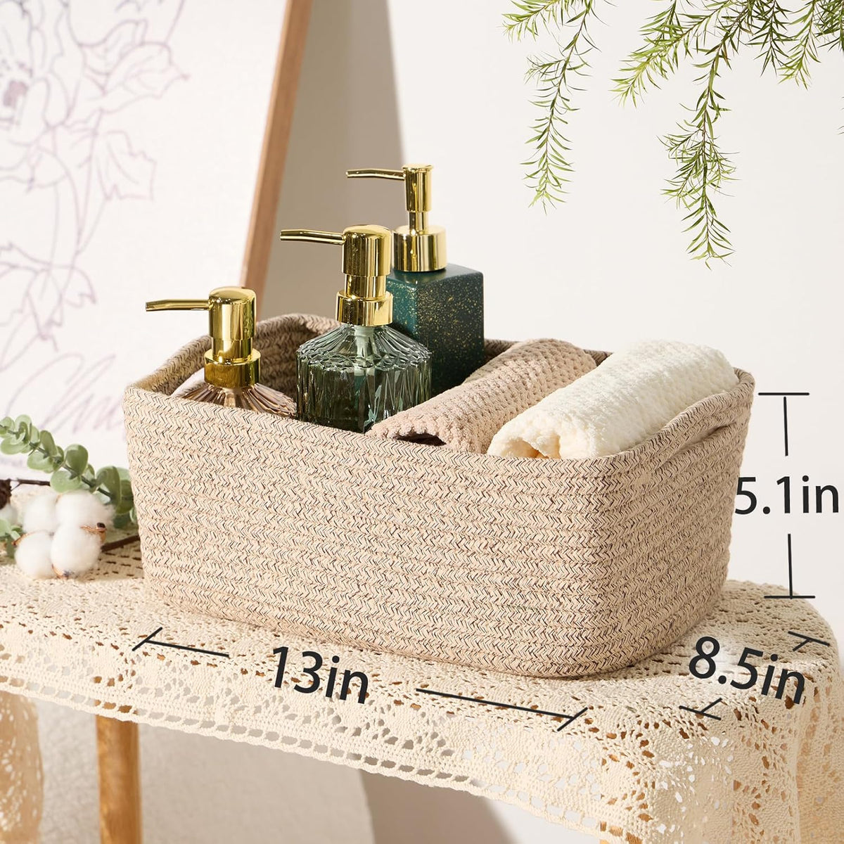 MiniArk Small Storage Baskets for Organizing | Closet Organizer Bins | Shelf Toy Basket | Woven Rope Baskets | Cube Decorative Box | Shallow Basket | L11.5xW7.5xH4.7| Brown