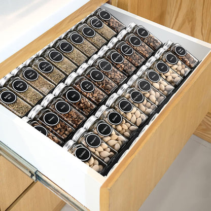 Mulush Bamboo Spice Rack Tray - Spice Drawer Organizer for Kitchen Cabinets Storage and Organization (Jars Not Included, 8 Individual Pieces, Not Adjustable)