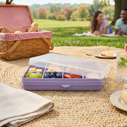melii Snackle Box |12-Compartment Snack Container with Removable Dividers, BPA-Free Food Storage for Travel, School & On-the-Go Snacks, Kids & Family Organizer (Grey)