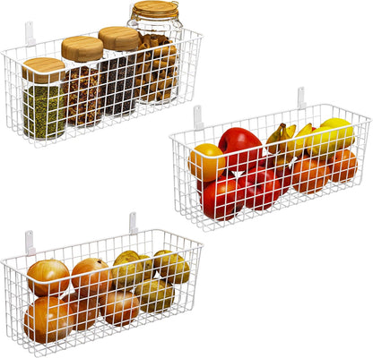 Joben Oligey 3 Set [Extra Large] Hanging Wall Baskets ,Wire Basket For Storage Pantry, Farmhouse Food Storage Kitchen Pantry Laundry Closet Garage RV ,Black