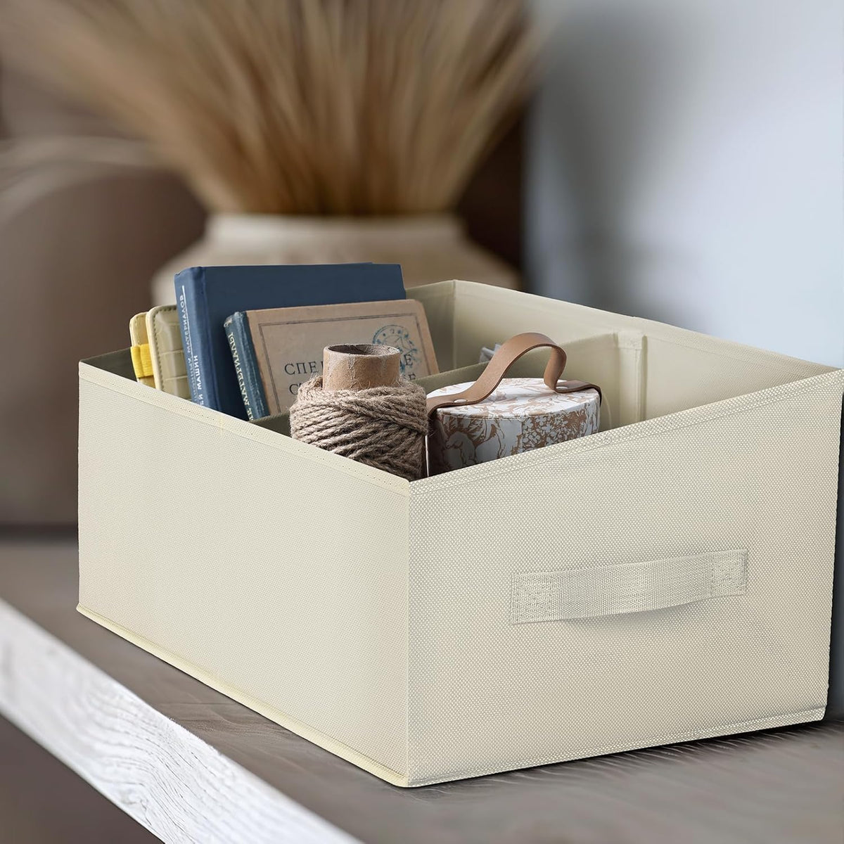DIMJ Closet Storage Bins - Fabric Storage Baskets for Shelves, Collapsible Closet Organizers and Storage with Handles, Trapezoid Shelf Organization Storage Cubes for Purse, Toys, Books, Towel, Socks
