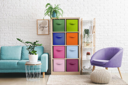 Sorbus Fabric Storage Cubes - 8 Foldable Storage Bins for Organizing Pantry, Cubbies, Toy Box - Clothes Storage & Closet Organizer - 11 Inch Collapsible Cube Baskets for Shelves with Handle