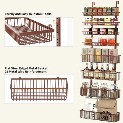 Moforoco White Over The Door Pantry Organizer, Pantry Organization and Storage, Metal Hanging Spice Rack Shelves Door, Seasoning Shelves, Laundry Room Organization, House and Kitchen Essentials