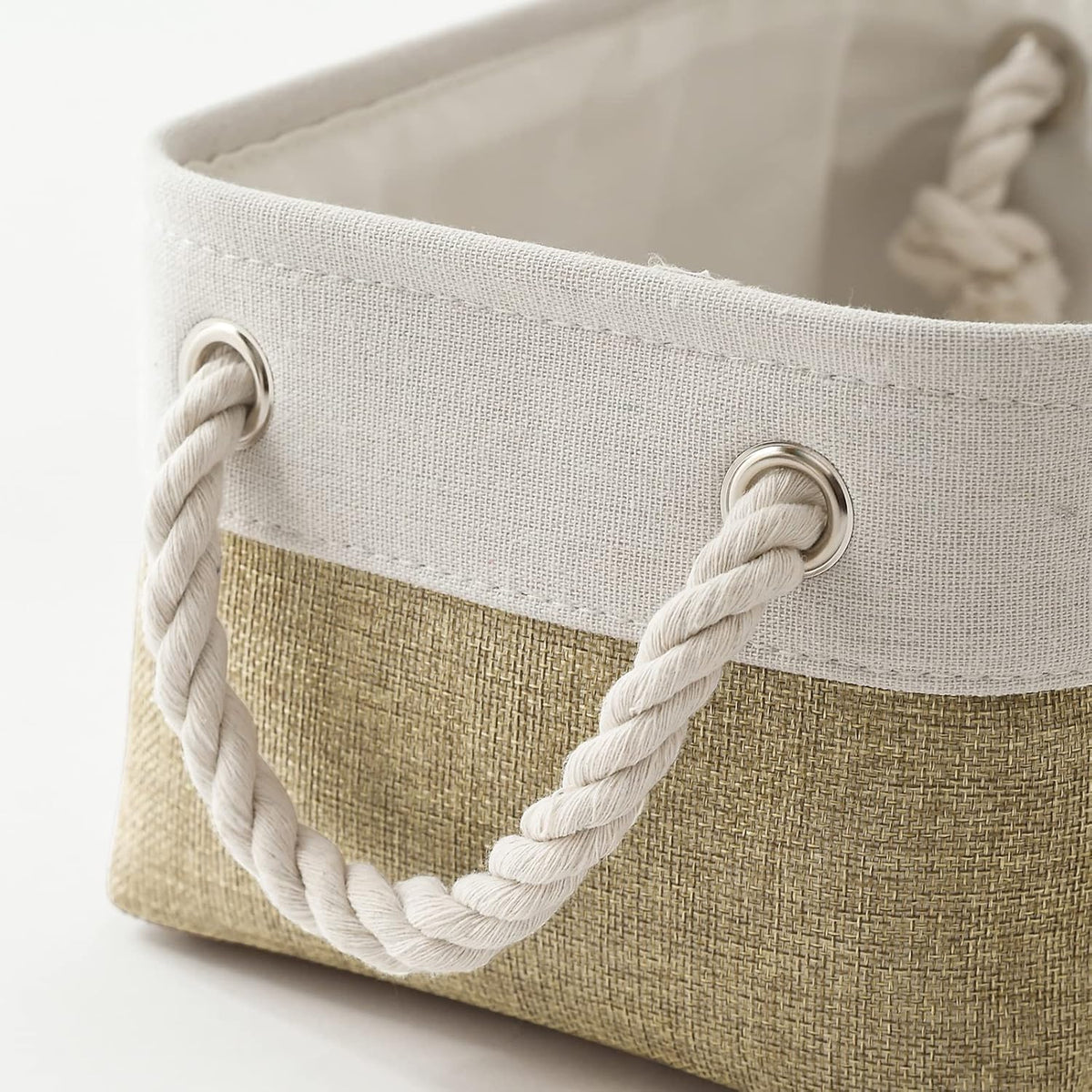 Fabric Storage Bins 12x8x5 inch [6-Pack] with Rope Handles - Decorative Baskets for Organizing
