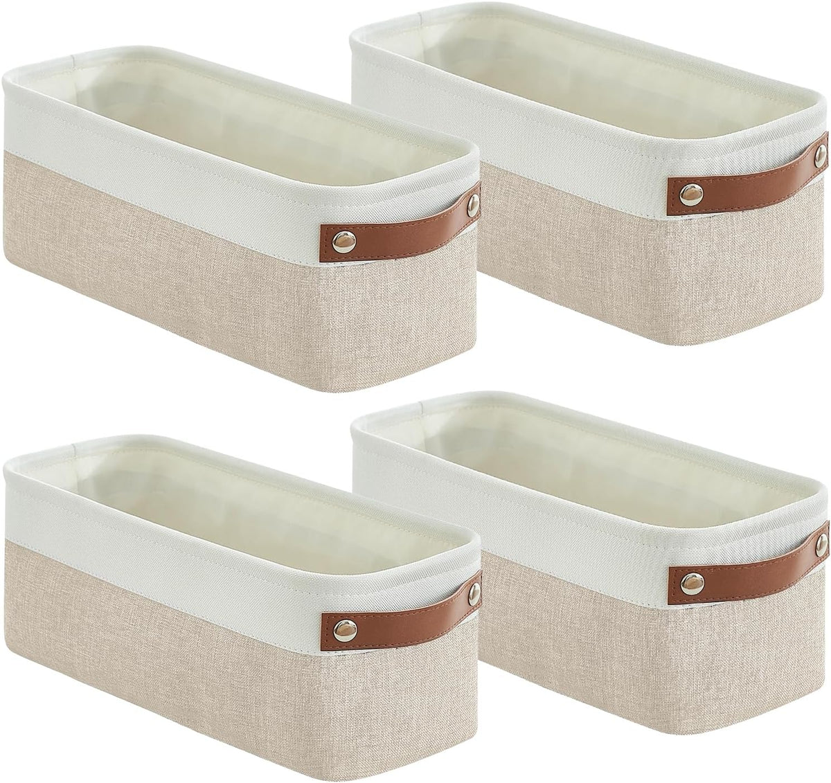 Bagnizer Large Fabric Storage Baskets | 50L Storage Bins, Decorative Linen Closet Baskets with Handles for Organizing, Shelf, Toys, Clothes, Home, Office, Nursery, 17x12x15Inches (Grey&White)