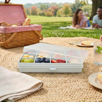 melii Snackle Box |12-Compartment Snack Container with Removable Dividers, BPA-Free Food Storage for Travel, School & On-the-Go Snacks, Kids & Family Organizer (Grey)